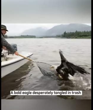 Q2612001 Rescuing Bald Eagle desperately tangled in trash (Part 2)