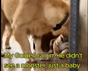 K2303002 This is the story of a tiger cub born blind, rejected by his mother and raised by a golden retriever (Part 2)