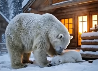 P1704011 Mother Ice Bear Seeks Help to Rescue her Baby (Part 2)