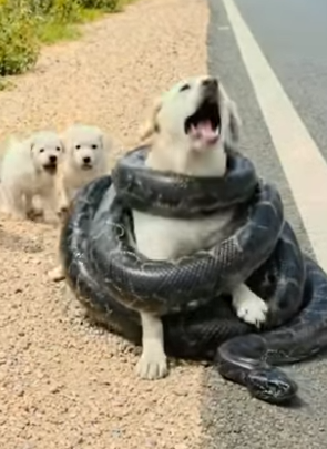 Y1804007 Kind Hearted Man Rescues Poor Mother Dog Trapped by Snake (Part 2)