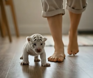 V2504005 He rescued an orphaned white tiger cub, raised it love then (Part 2)