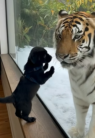 M2704008 Everyone Panicked When Black Puppy Fell Into Tiger Enclosure (Part 2)
