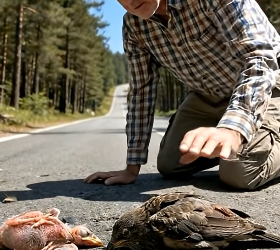 A2904016 The mother bird and her chick fell from the nest and were rescued by a man (Part 2)