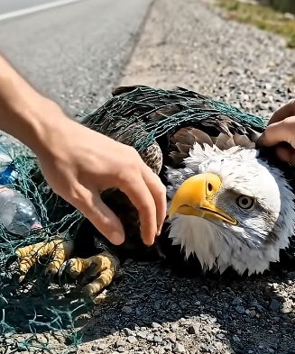 A2904004 The white-headed eagle caught in the net and the man rescued it in time (Part 2)