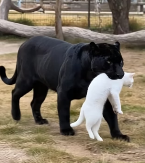 V2905002 The Mother Black Panther adopted the white Cat as her own. (Part 2)