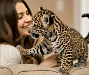V2905001 Man rescue a newborn jaguar cub, tiny, weak alone, left to fate (Part 2)