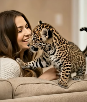 V2905001 Man rescue a newborn jaguar cub, tiny, weak alone, left to fate (Part 2)