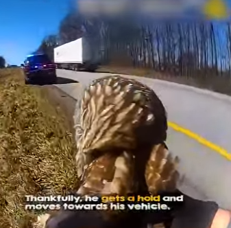 I0404001 Owl Rescued Busy Road By Officer (Part 2)