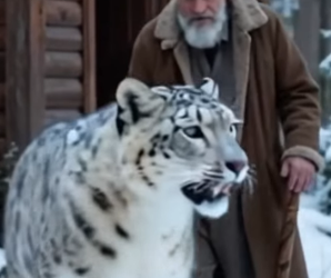 F1105001 Brave Snow Leopard Calls Old Man to Rescue Cubs Caught in the (Part 2)