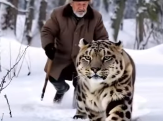 Brave Snow Leopard Calls Old Man to Rescue Cubs Caught in the (Part 2)