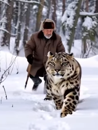 Brave Snow Leopard Calls Old Man to Rescue Cubs Caught in the (Part 2)