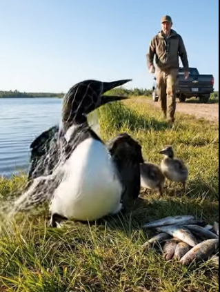 A0205025 Rescuing a Mother Loon Trapped in a Plastic Bottle and Trash Net by the Lakeshore (Part 2)
