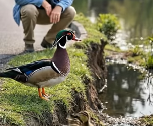 A0205005 A kind old man rescues ducklings trapped in a muddy hole, helping them reunite with their mother (Part 2)