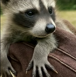 V1105002 Kind man rescued tiny raccoon baby, took it home (Part 2)