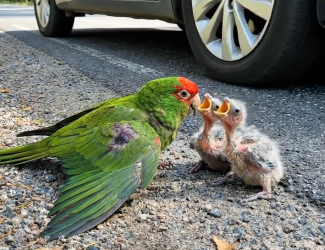 A0205029 A Kind-Hearted Man Stopped His Car to Rescue an Injured Mother Parrot and Her Two Chicks (Part 2)