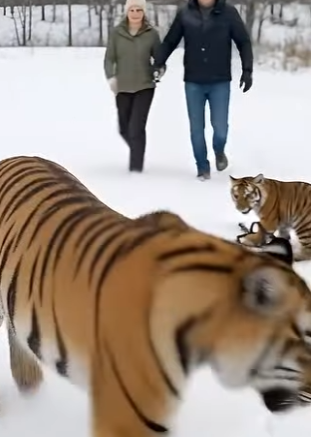 A1805009 A Heartbroken Mother Tiger Cries out to a Brave Couple in the Snow (Part 2)
