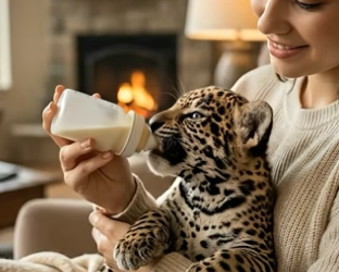 V0205006 Orphan newborn jaguar cub finds safety and love with a kind family and then (Part 2)