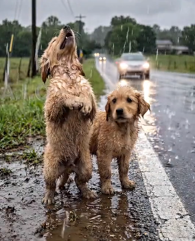 H2405011 A mother dog and her puppies are abandoned at a remote power pole during a heavy rainstorm (Part 2)